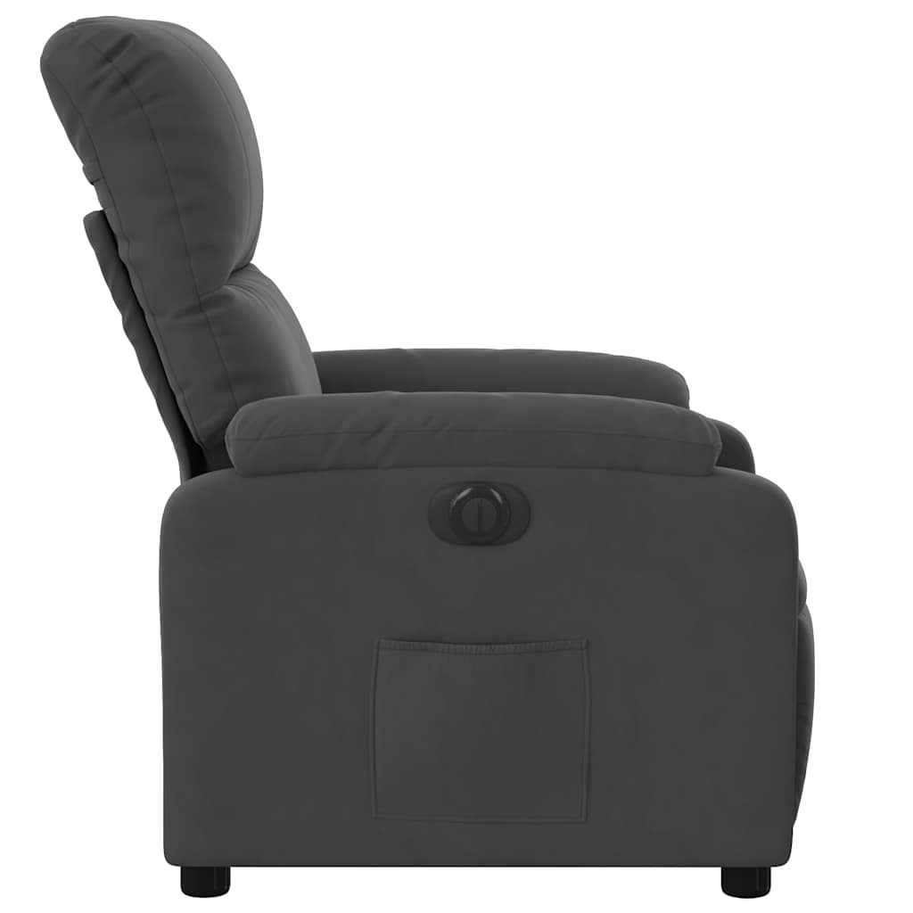 Fauteuil inclinable électrique gris foncé tissu microfibre