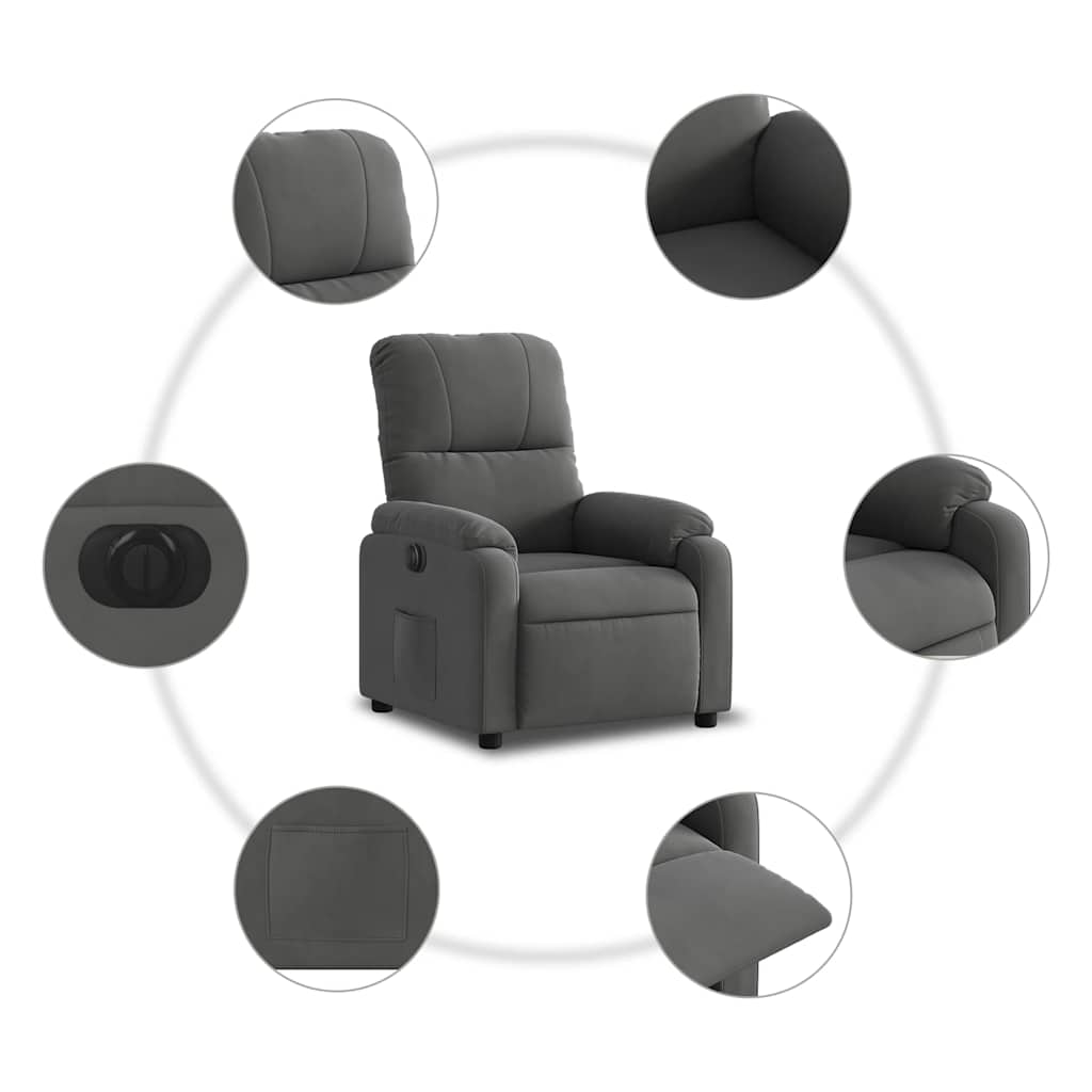 Fauteuil inclinable électrique gris foncé tissu microfibre