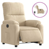Fauteuil inclinable électrique crème tissu microfibre