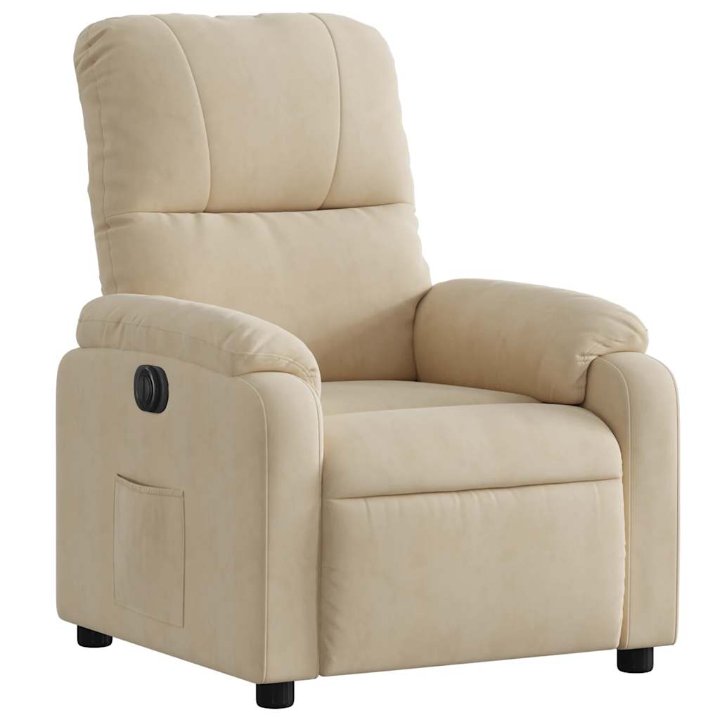Fauteuil inclinable électrique crème tissu microfibre