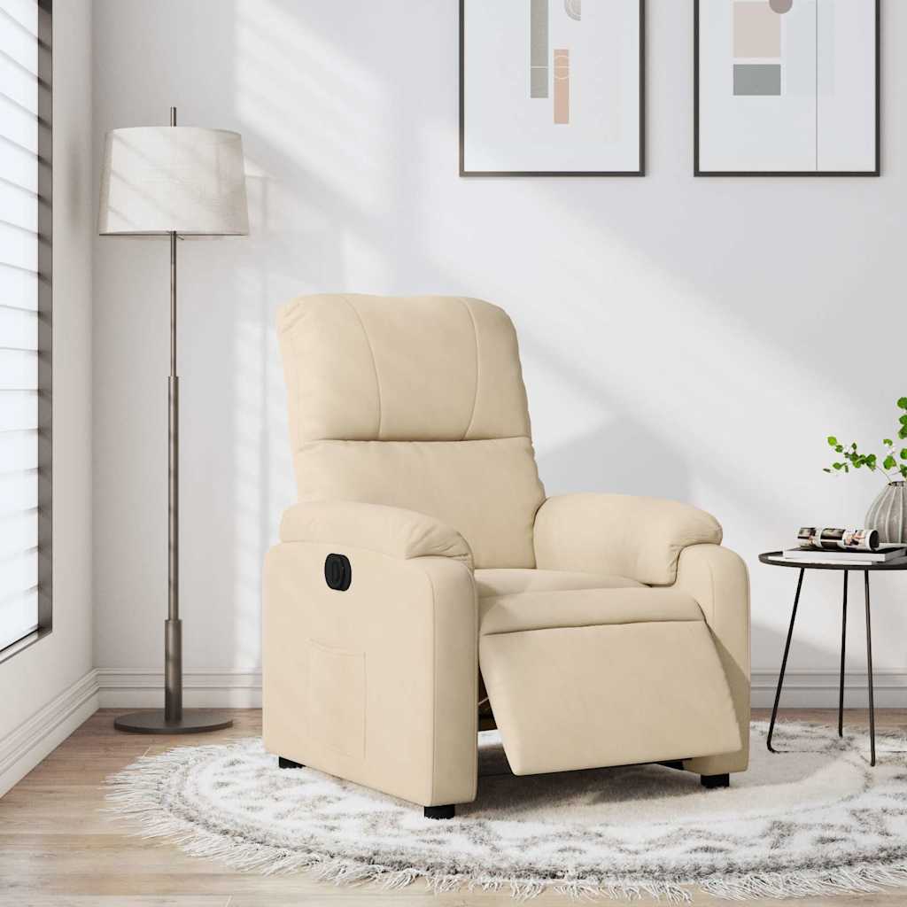 Fauteuil inclinable électrique crème tissu microfibre