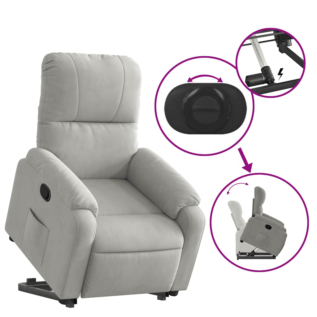 Fauteuil inclinable gris clair tissu microfibre