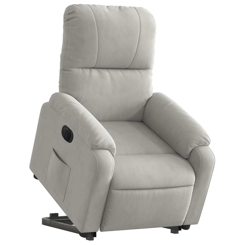 Fauteuil inclinable électrique gris clair tissu microfibre