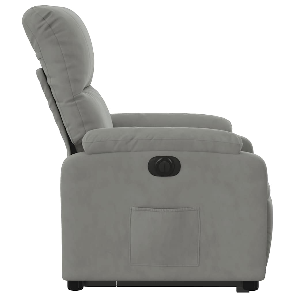 Fauteuil inclinable électrique gris clair tissu microfibre