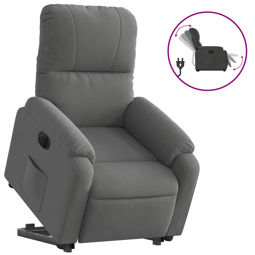 Fauteuil inclinable électrique gris foncé tissu microfibre