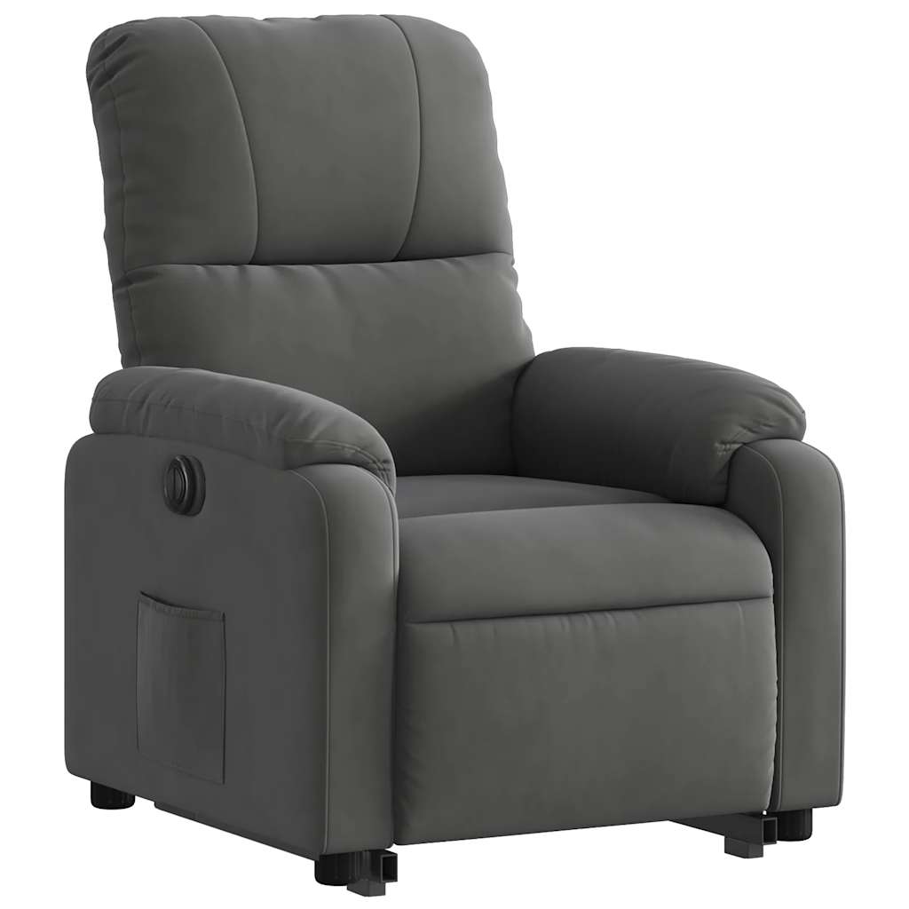 Fauteuil inclinable électrique gris foncé tissu microfibre