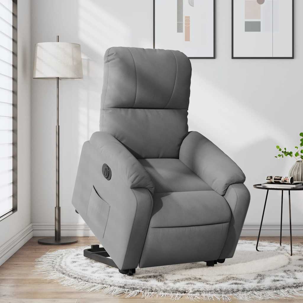 Fauteuil inclinable électrique gris foncé tissu microfibre