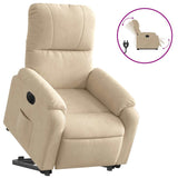 Fauteuil inclinable électrique crème tissu microfibre