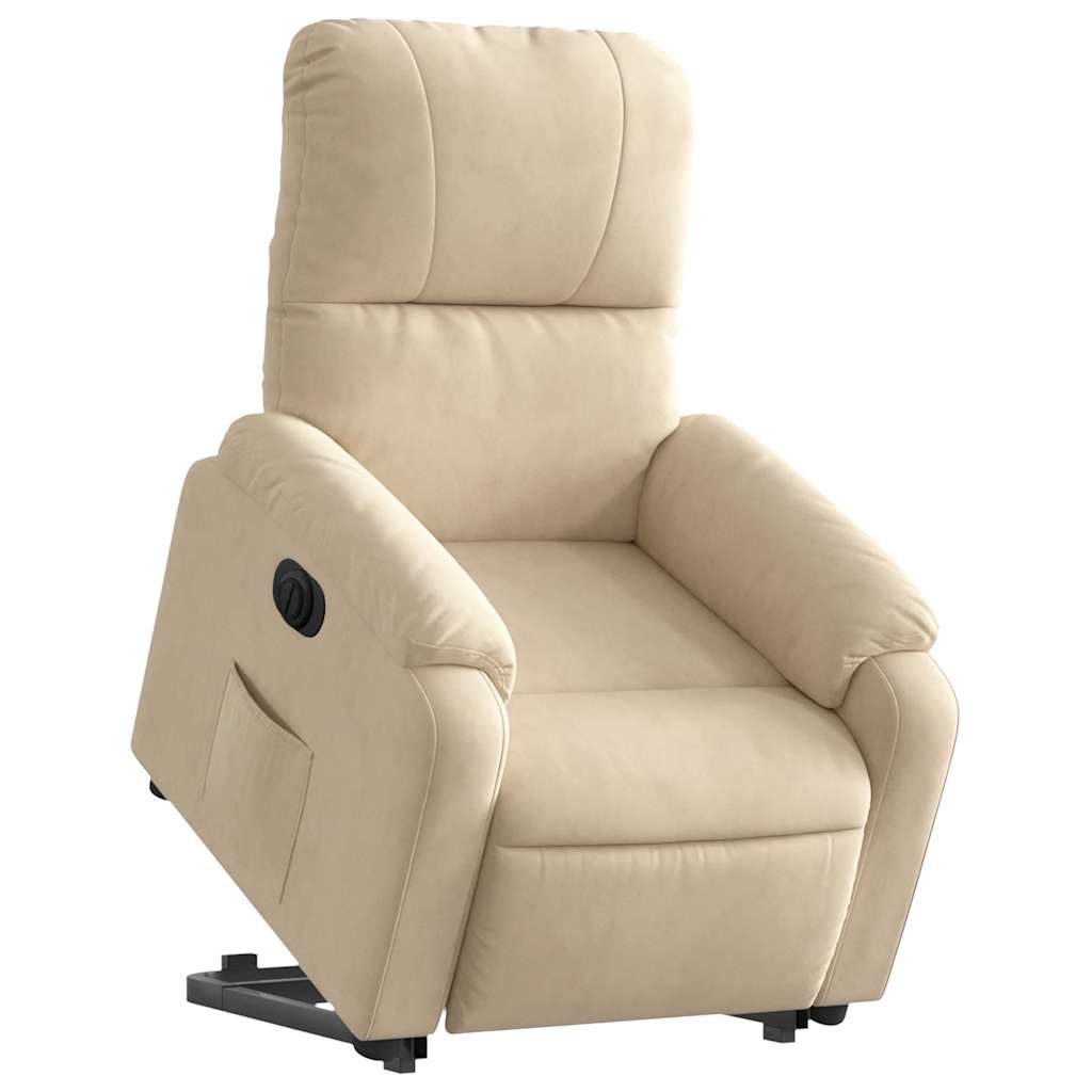 Fauteuil inclinable électrique crème tissu microfibre