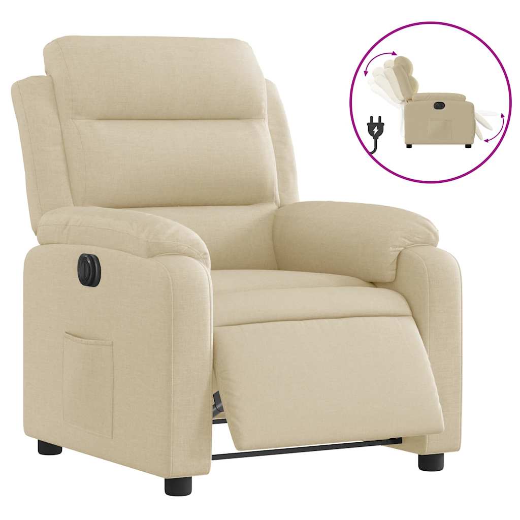 Fauteuil inclinable électrique Crème Tissu
