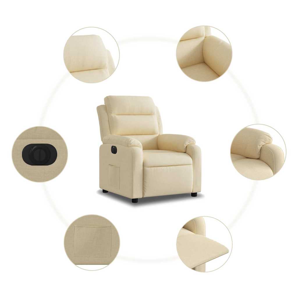 Fauteuil inclinable électrique Crème Tissu