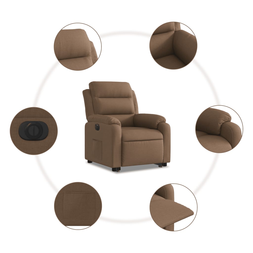 Fauteuil inclinable électrique marron tissu