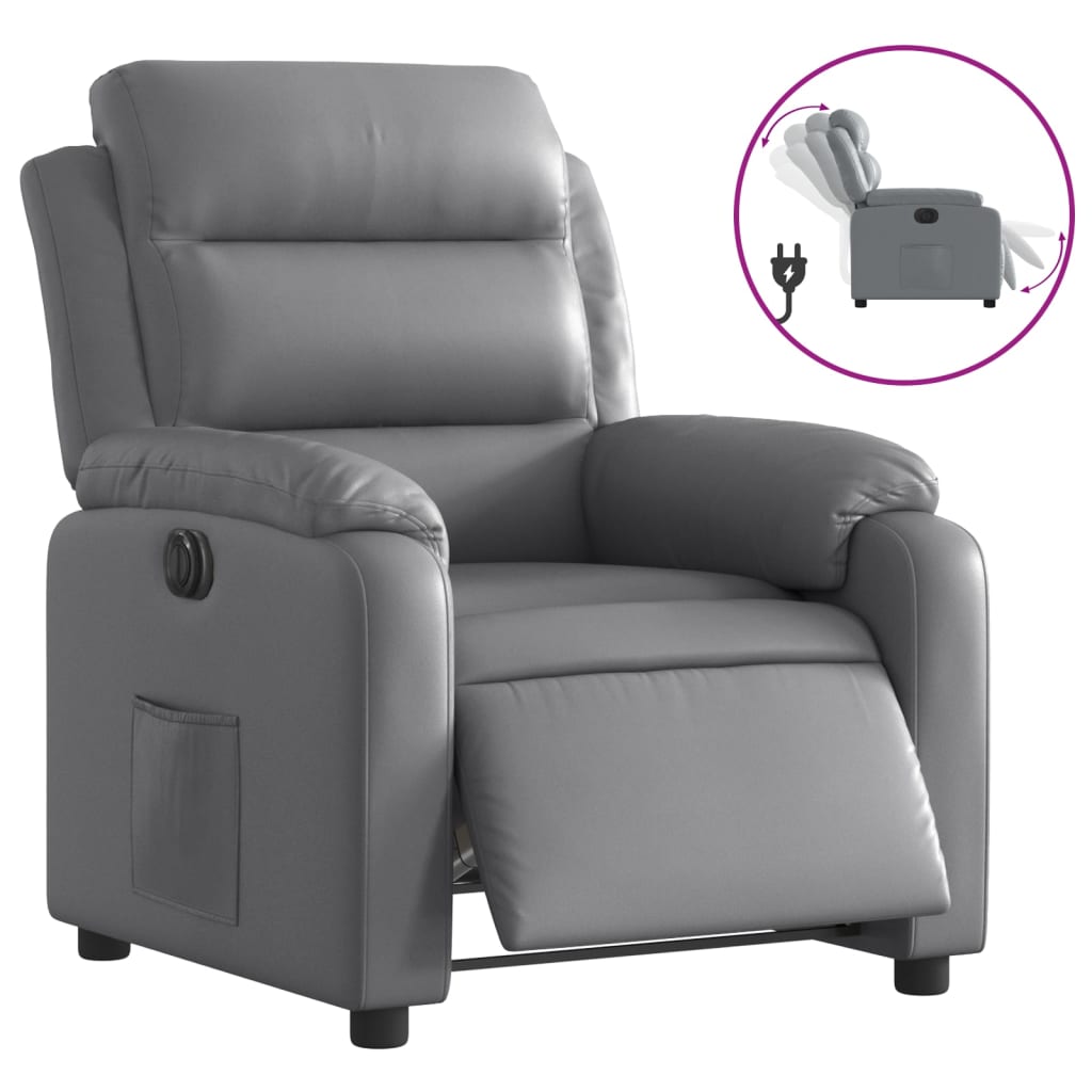 Fauteuil inclinable électrique Gris Similicuir