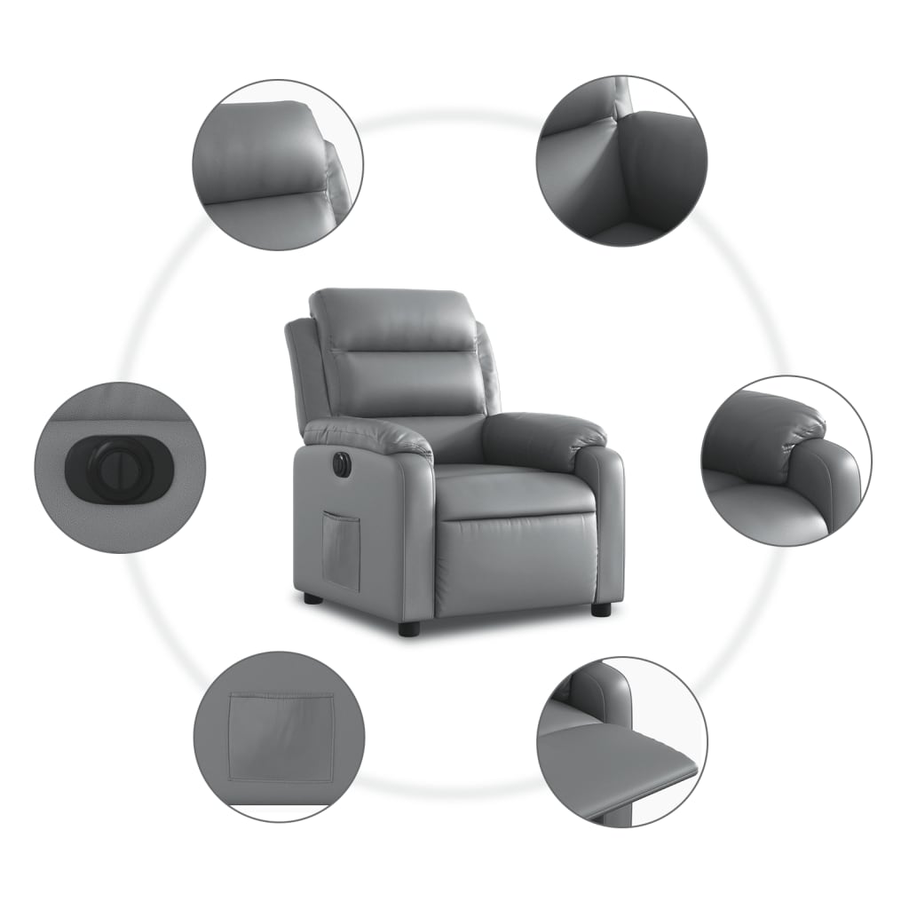 Fauteuil inclinable électrique Gris Similicuir