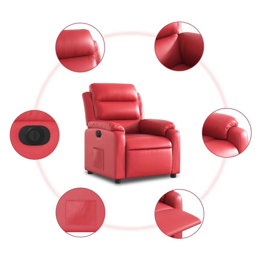 Fauteuil inclinable électrique Rouge Similicuir