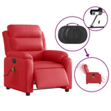 Fauteuil de massage inclinable électrique rouge similicuir