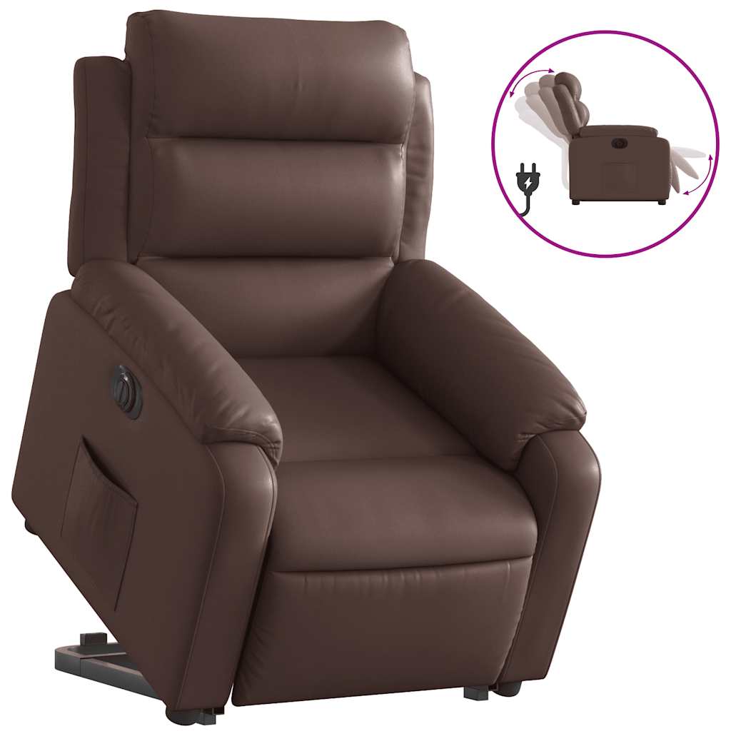 Fauteuil inclinable électrique marron similicuir