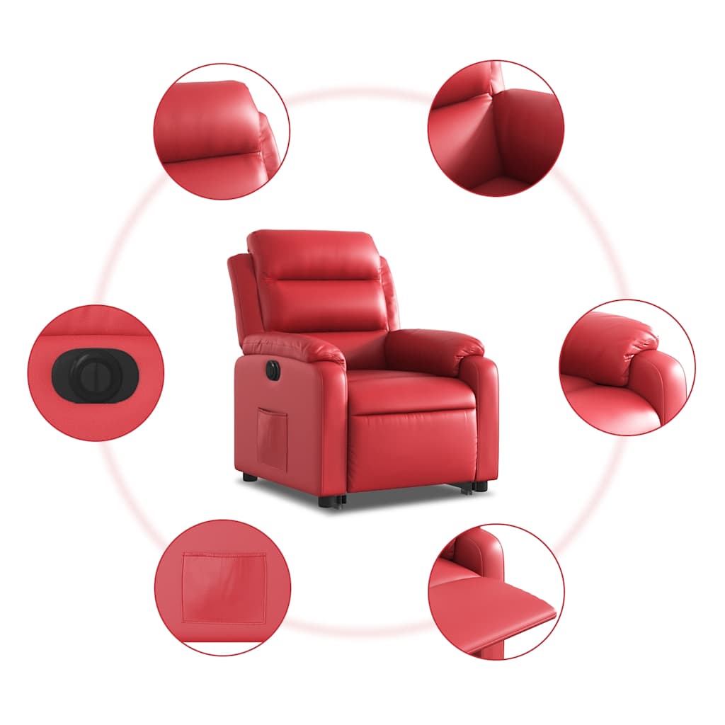 Fauteuil inclinable électrique rouge similicuir