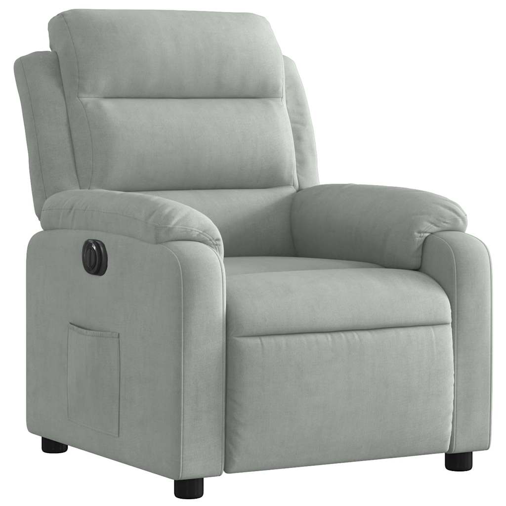 Fauteuil inclinable électrique gris clair velours