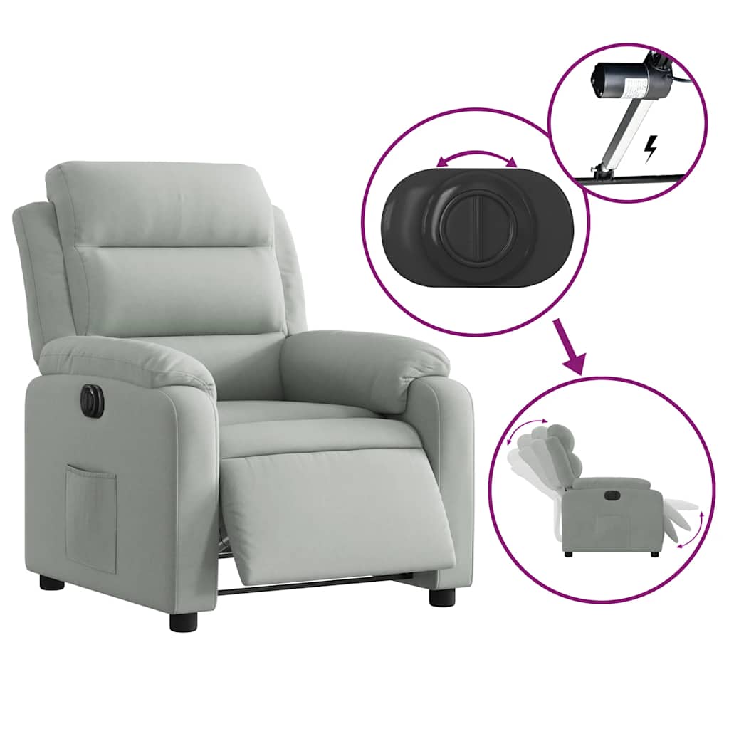 Fauteuil inclinable électrique gris clair velours