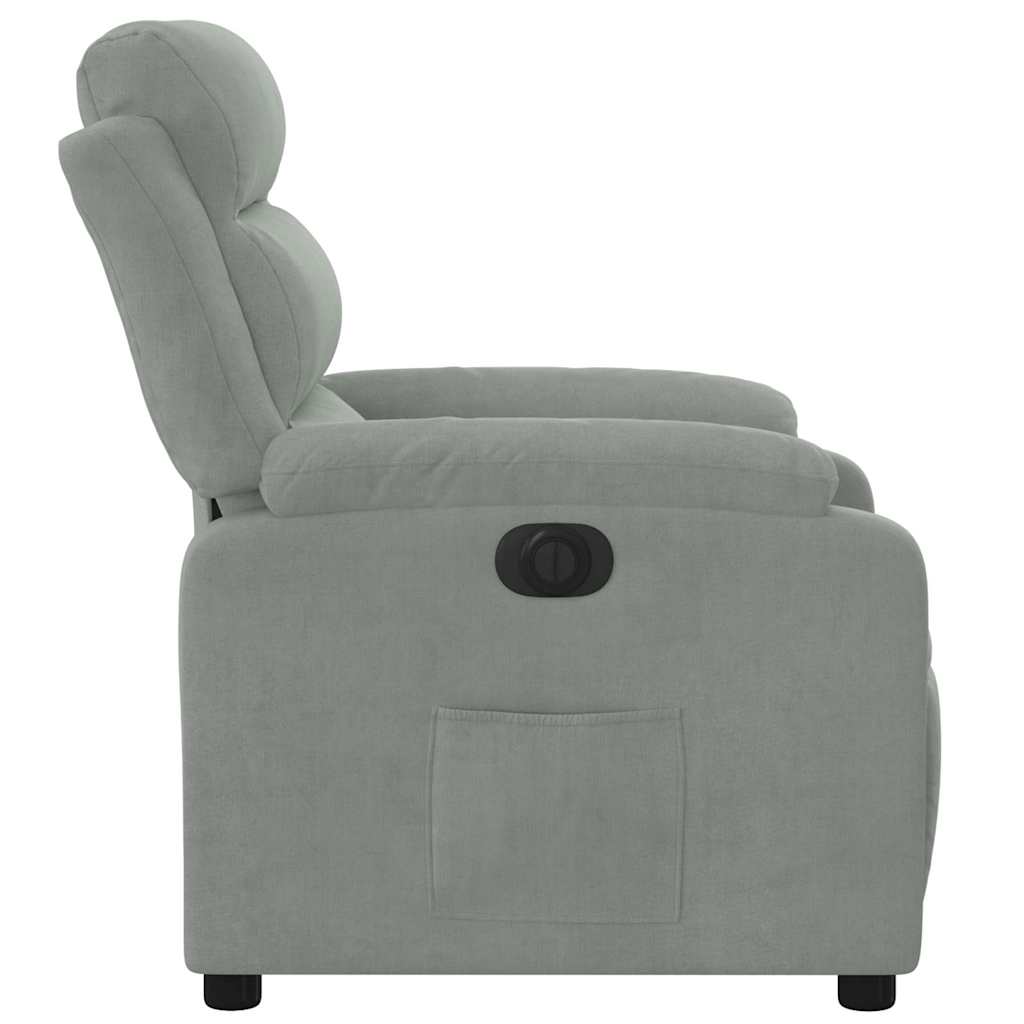 Fauteuil inclinable électrique gris clair velours