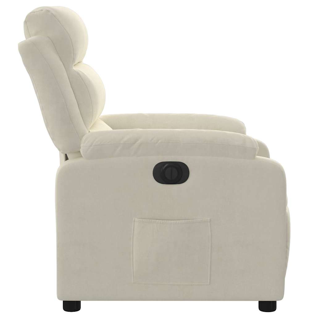 Fauteuil inclinable électrique Crème Velours