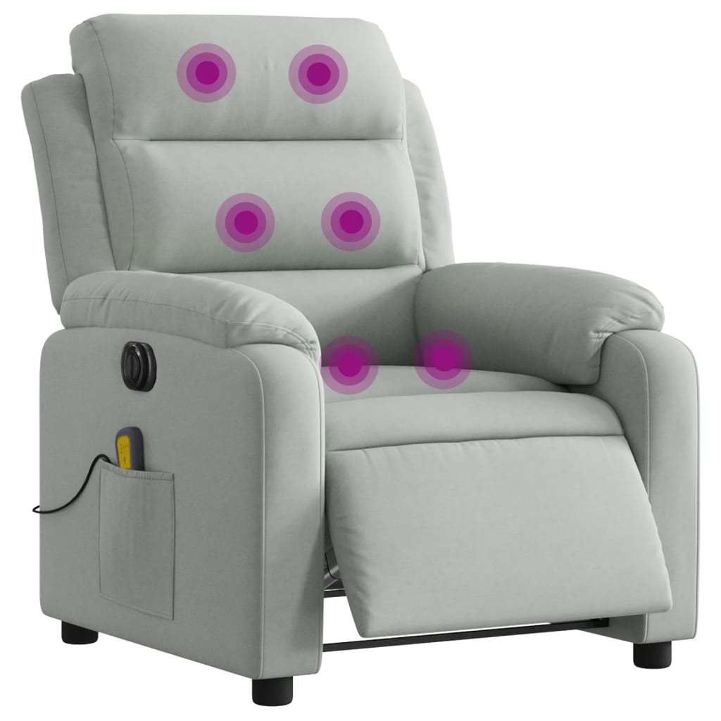 Fauteuil inclinable électrique de massage gris clair velours