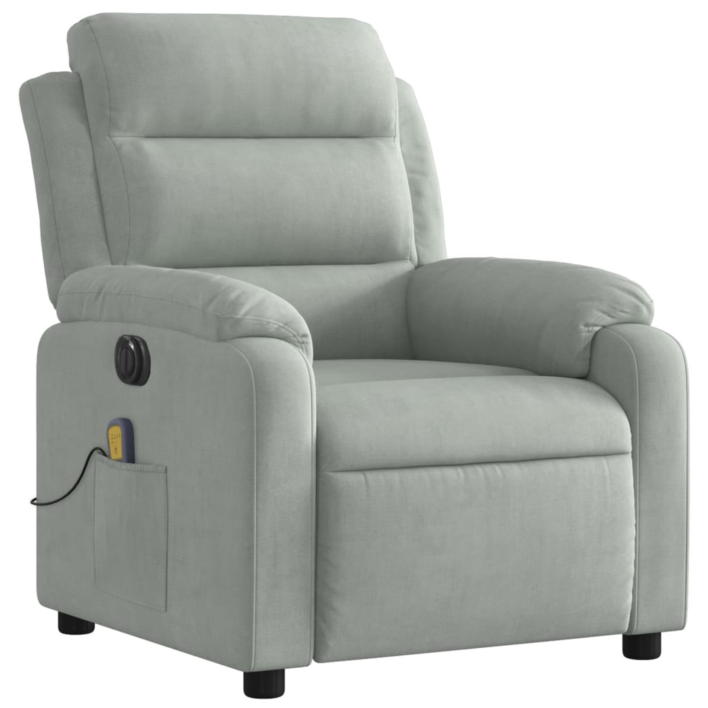 Fauteuil inclinable électrique de massage gris clair velours