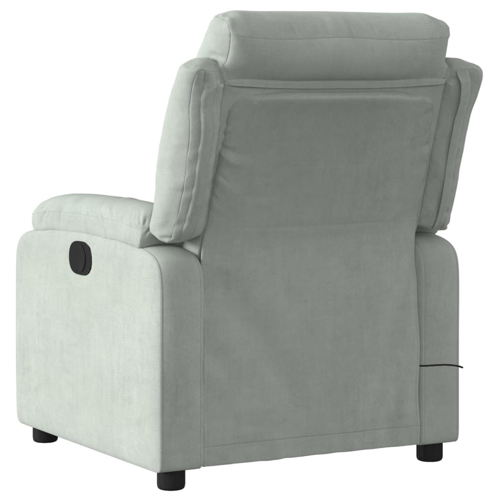 Fauteuil inclinable électrique de massage gris clair velours