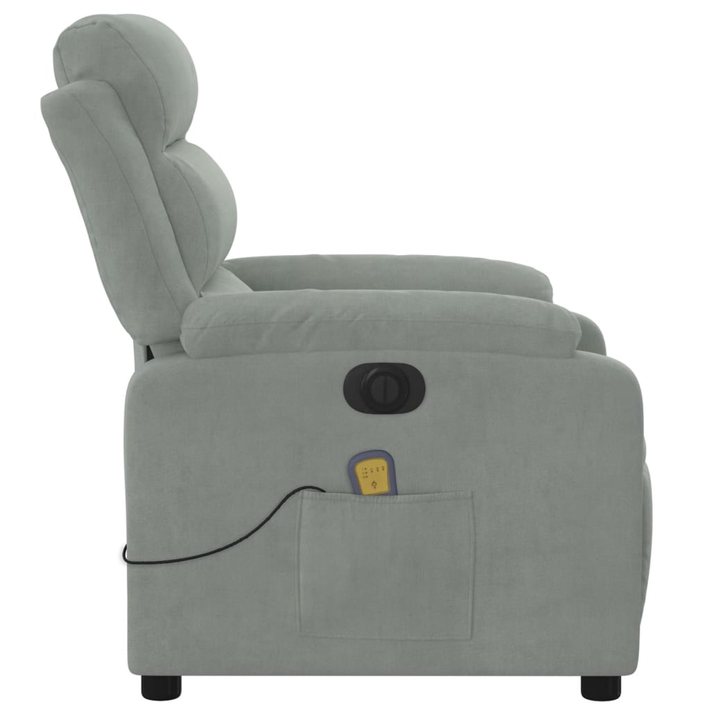 Fauteuil inclinable électrique de massage gris clair velours