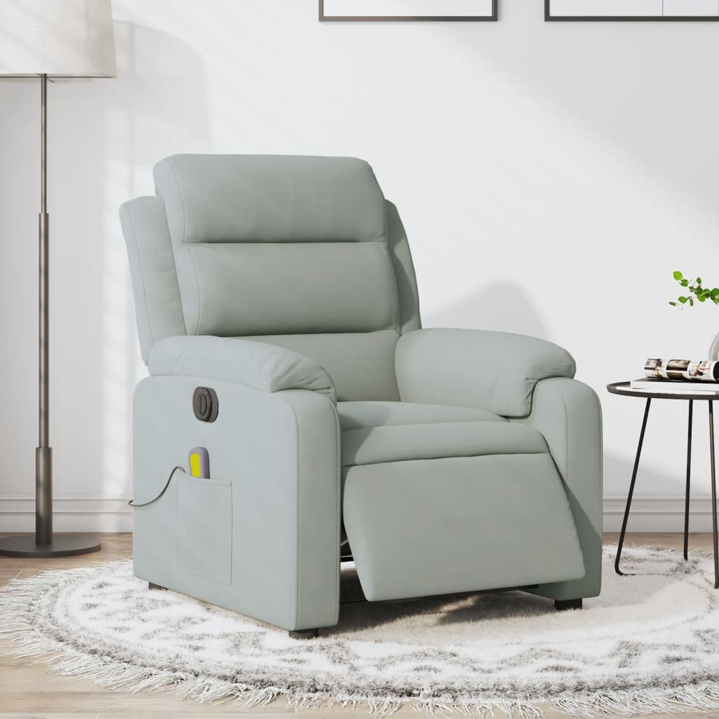 Fauteuil inclinable électrique de massage gris clair velours