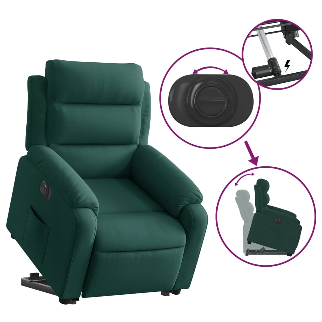 Fauteuil inclinable électrique vert foncé velours