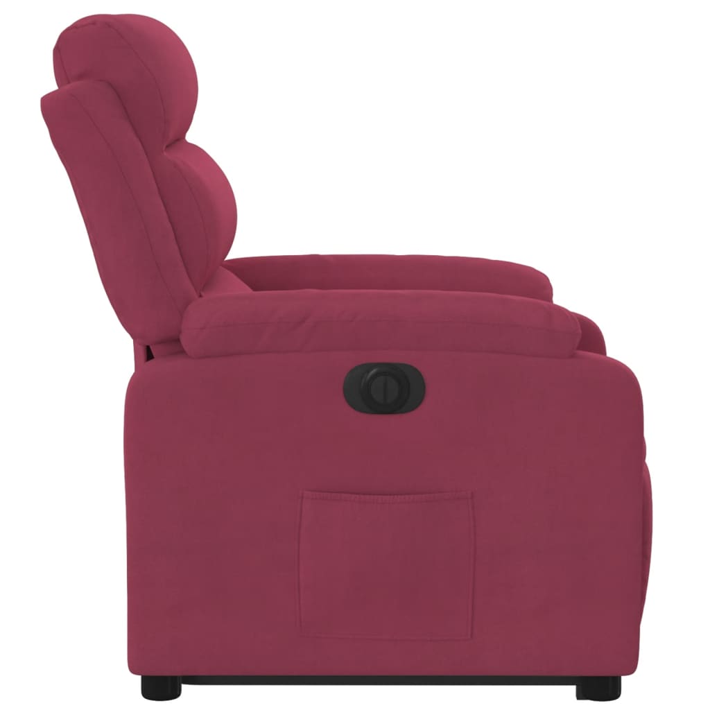Fauteuil inclinable électrique rouge bordeaux velours
