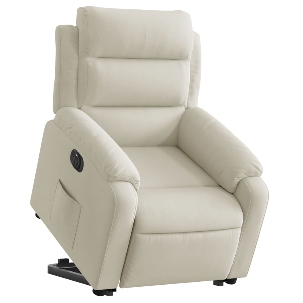 Fauteuil inclinable électrique crème velours