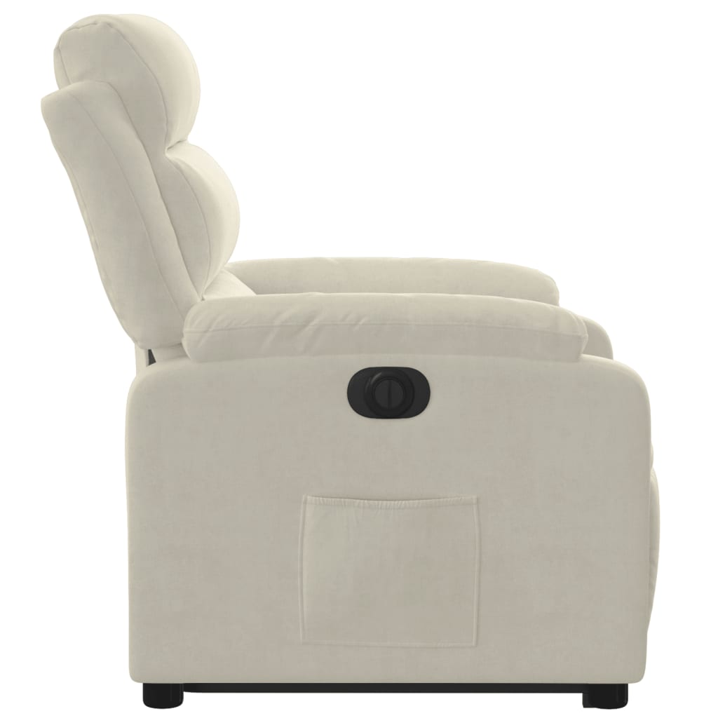 Fauteuil inclinable électrique crème velours