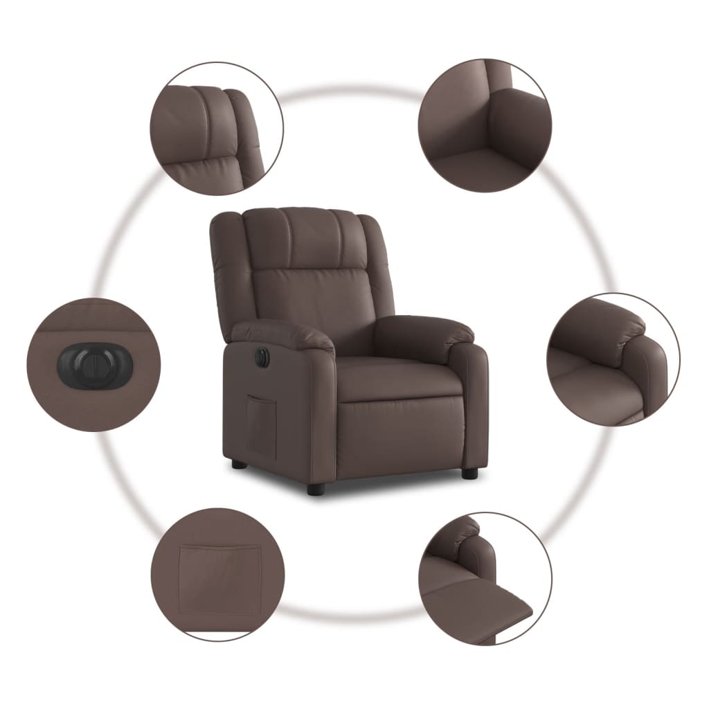 Fauteuil inclinable électrique Marron Similicuir