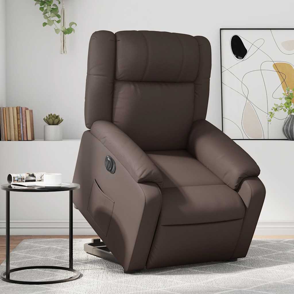 Fauteuil inclinable électrique marron similicuir