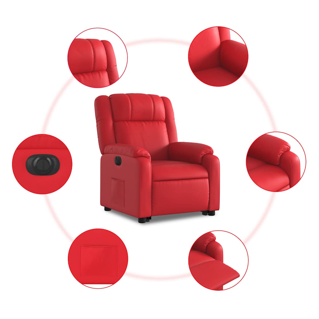 Fauteuil inclinable électrique rouge similicuir