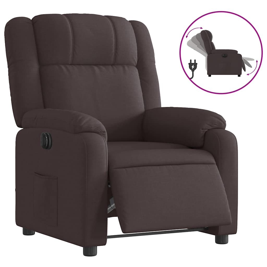 Fauteuil inclinable électrique Marron foncé Tissu
