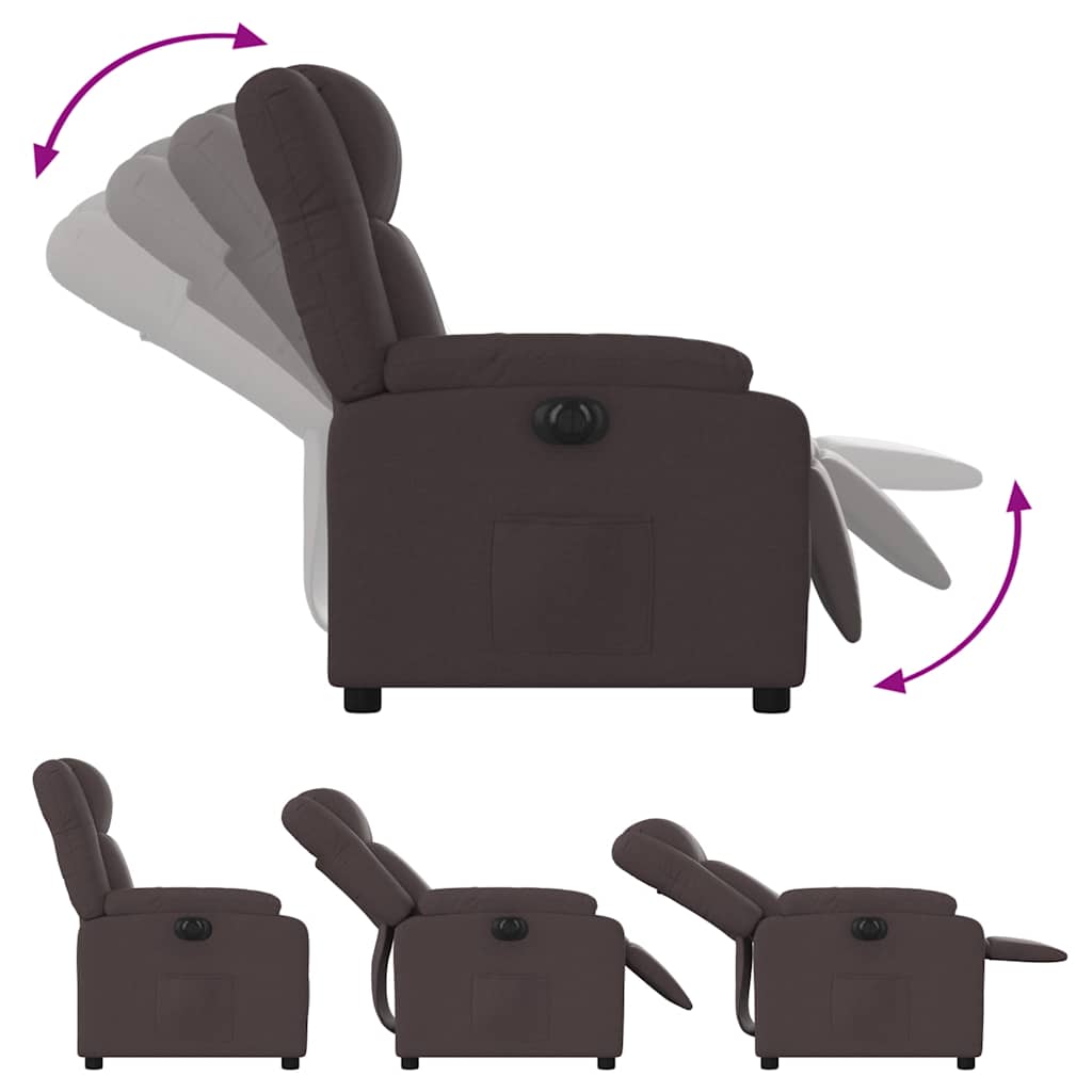 Fauteuil inclinable électrique Marron foncé Tissu