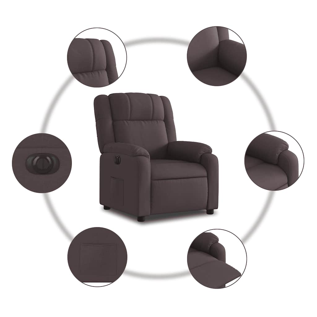 Fauteuil inclinable électrique Marron foncé Tissu