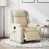 Fauteuil inclinable de massage électrique crème tissu