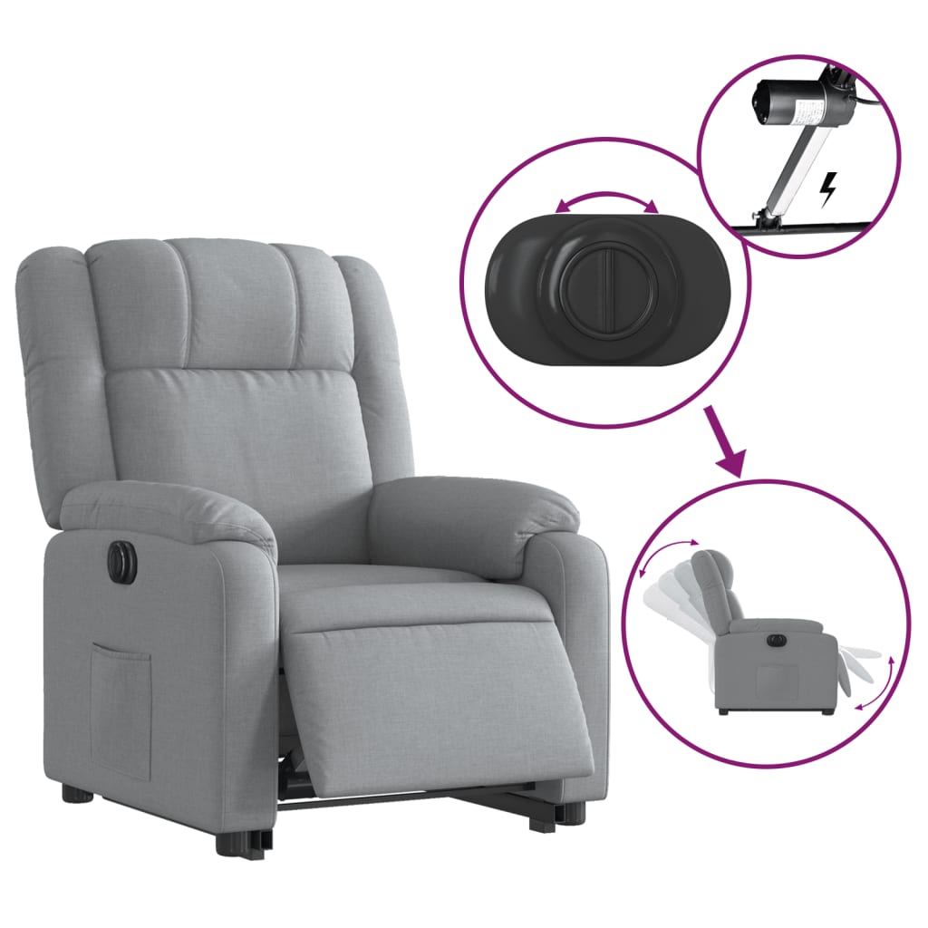 Fauteuil inclinable électrique gris clair tissu
