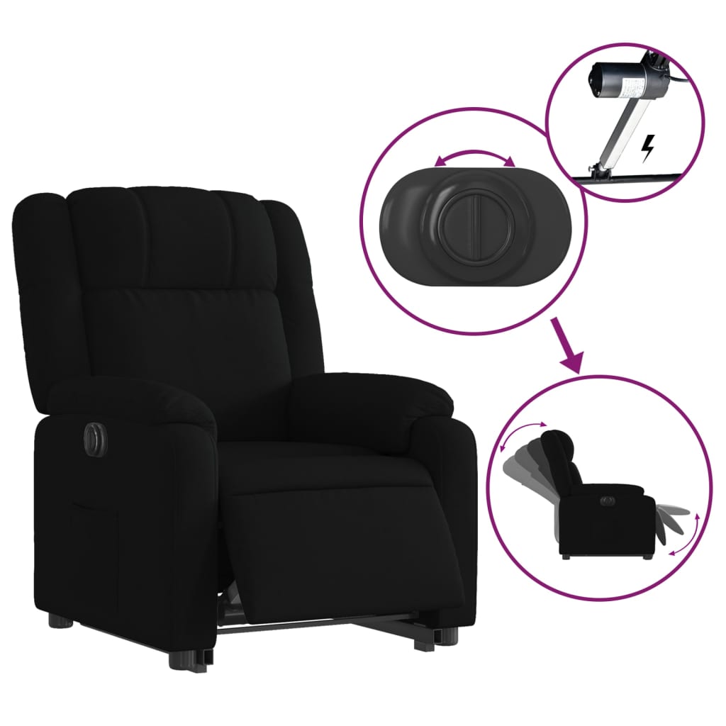 Fauteuil inclinable électrique noir tissu