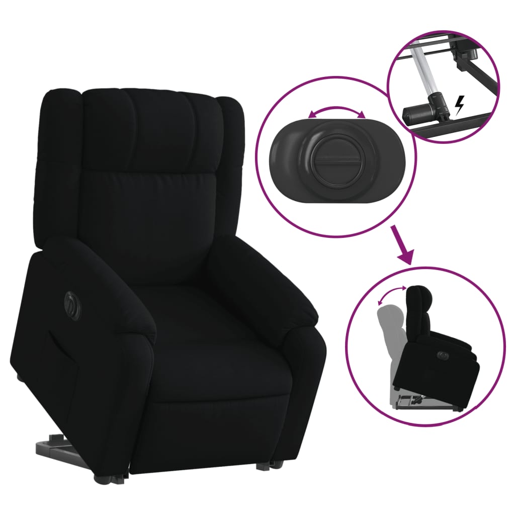 Fauteuil inclinable électrique noir tissu