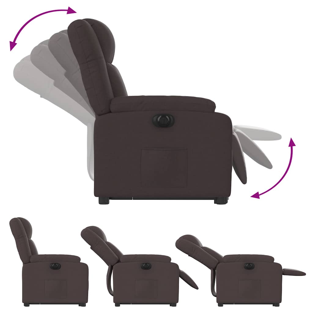 Fauteuil inclinable électrique marron foncé tissu