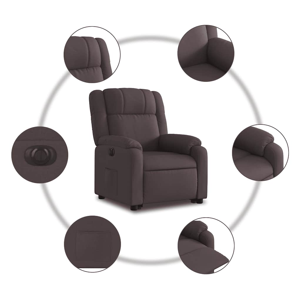 Fauteuil inclinable électrique marron foncé tissu