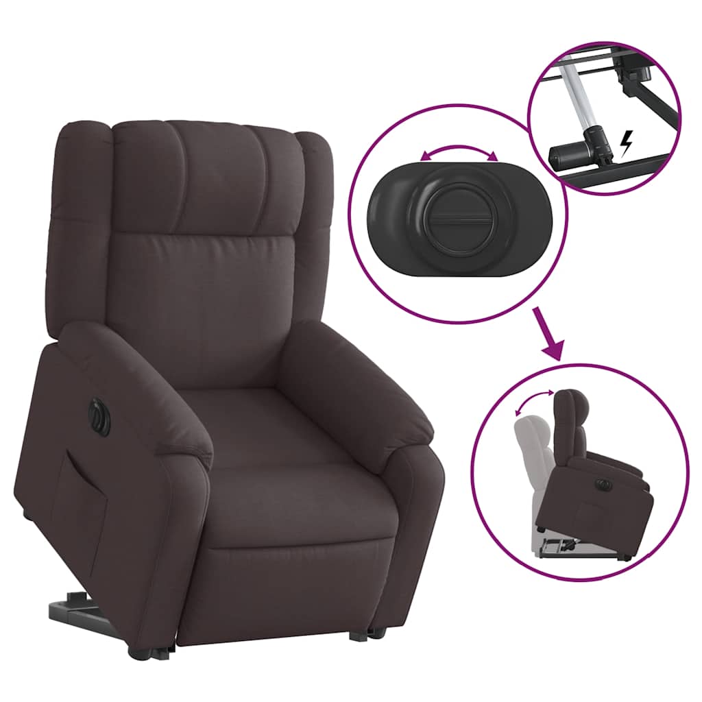 Fauteuil inclinable électrique marron foncé tissu