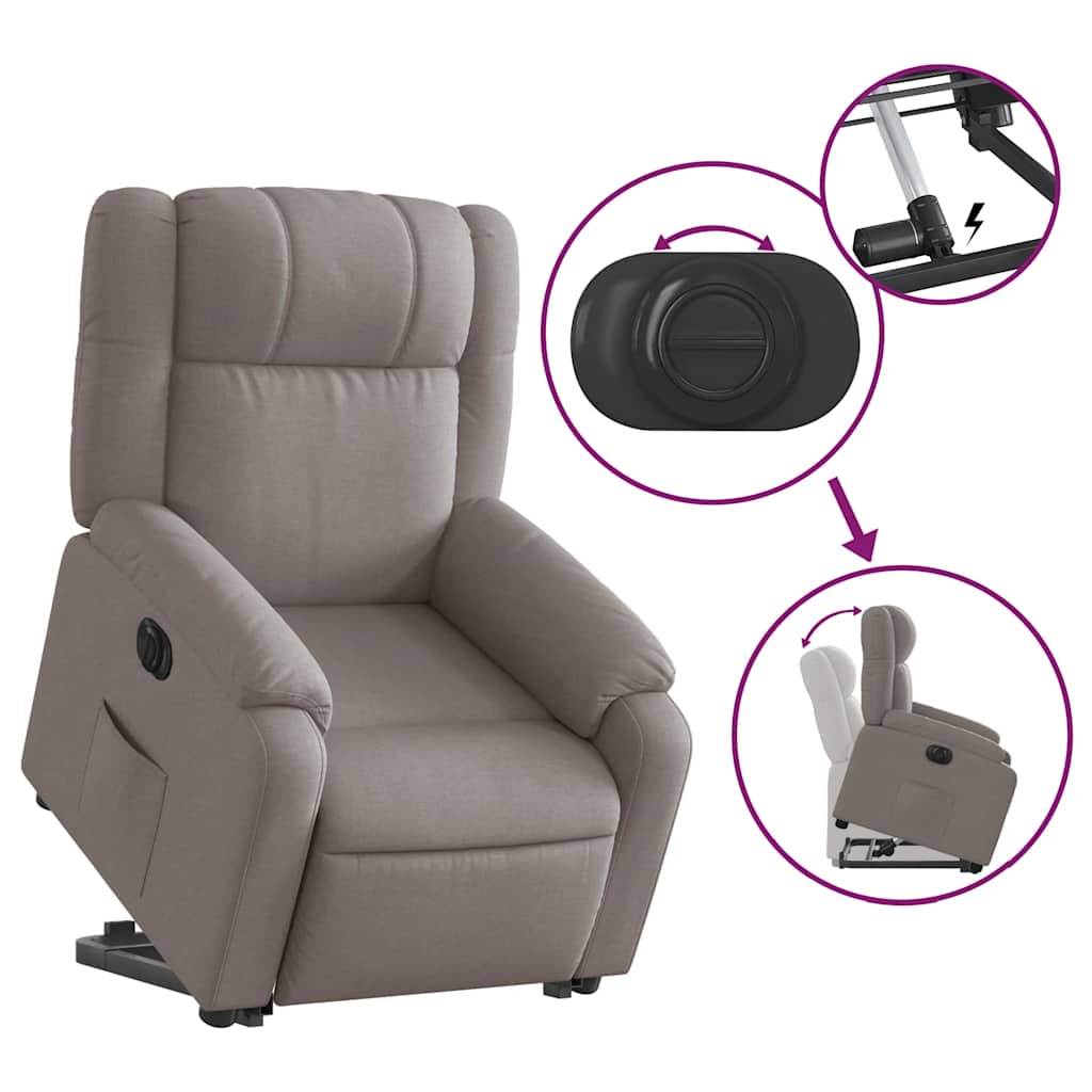 Fauteuil inclinable électrique taupe tissu