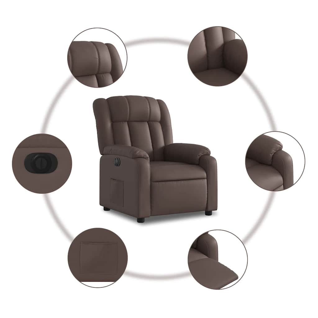 Fauteuil inclinable électrique Marron Similicuir